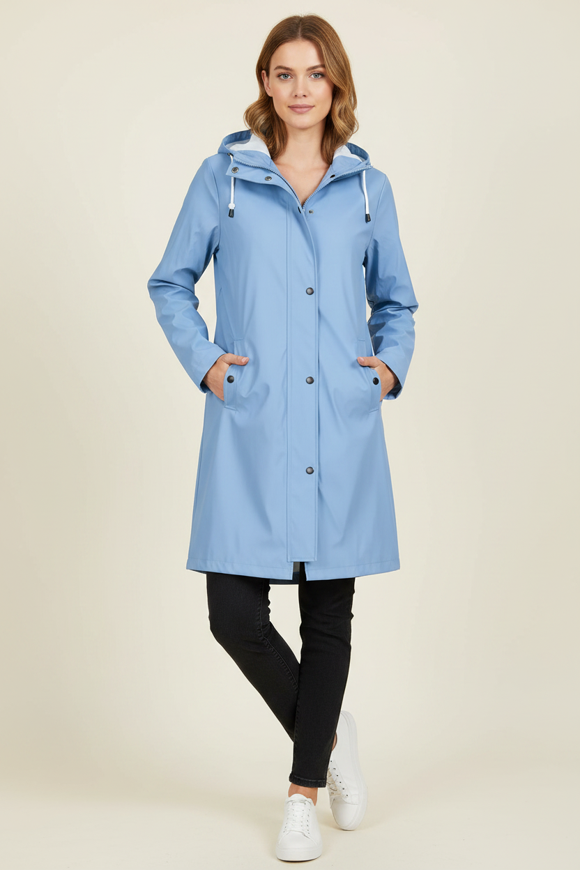 Trenchcoat met capuchon en halflange pasvorm