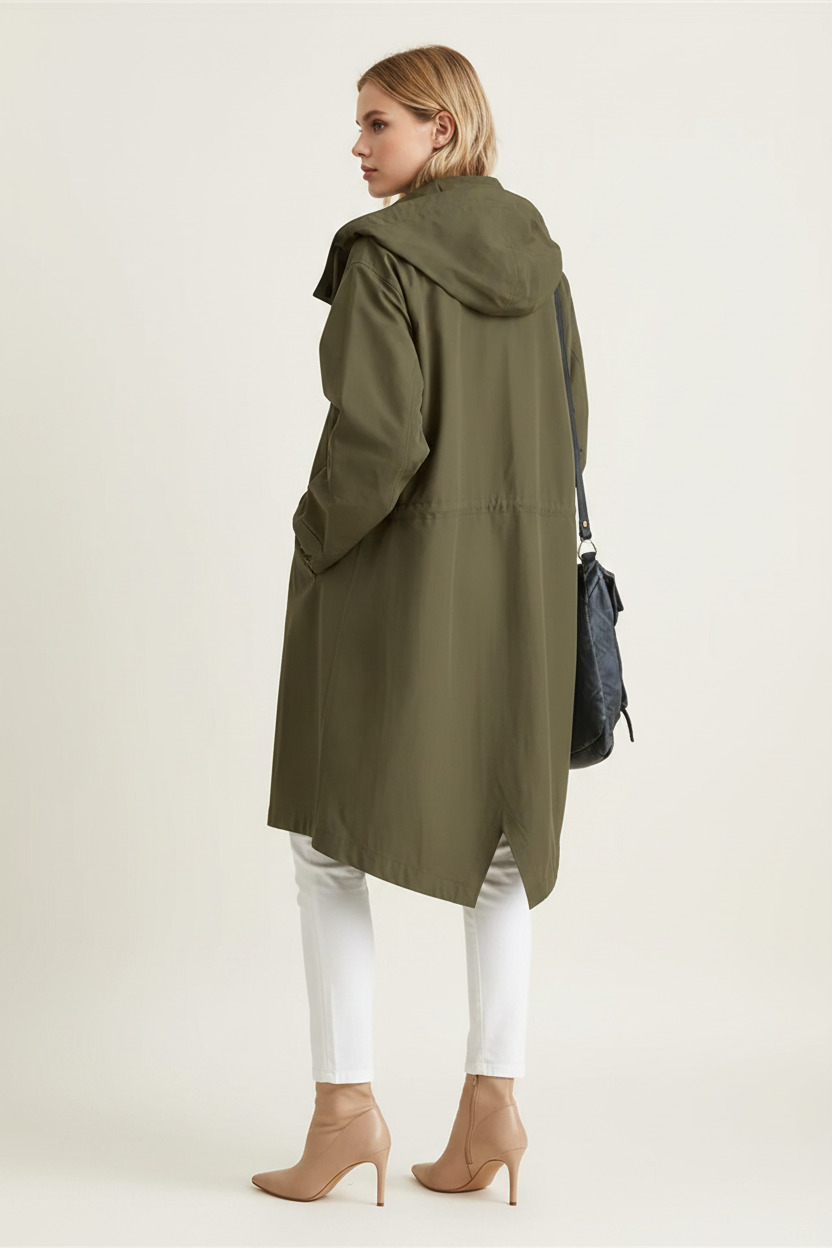 Ruime, knielange trenchcoat met knoopsluiting