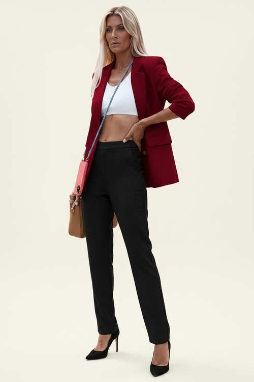 Damesblazer met enkele knoopsluiting, reverskraag en lange mouwen
