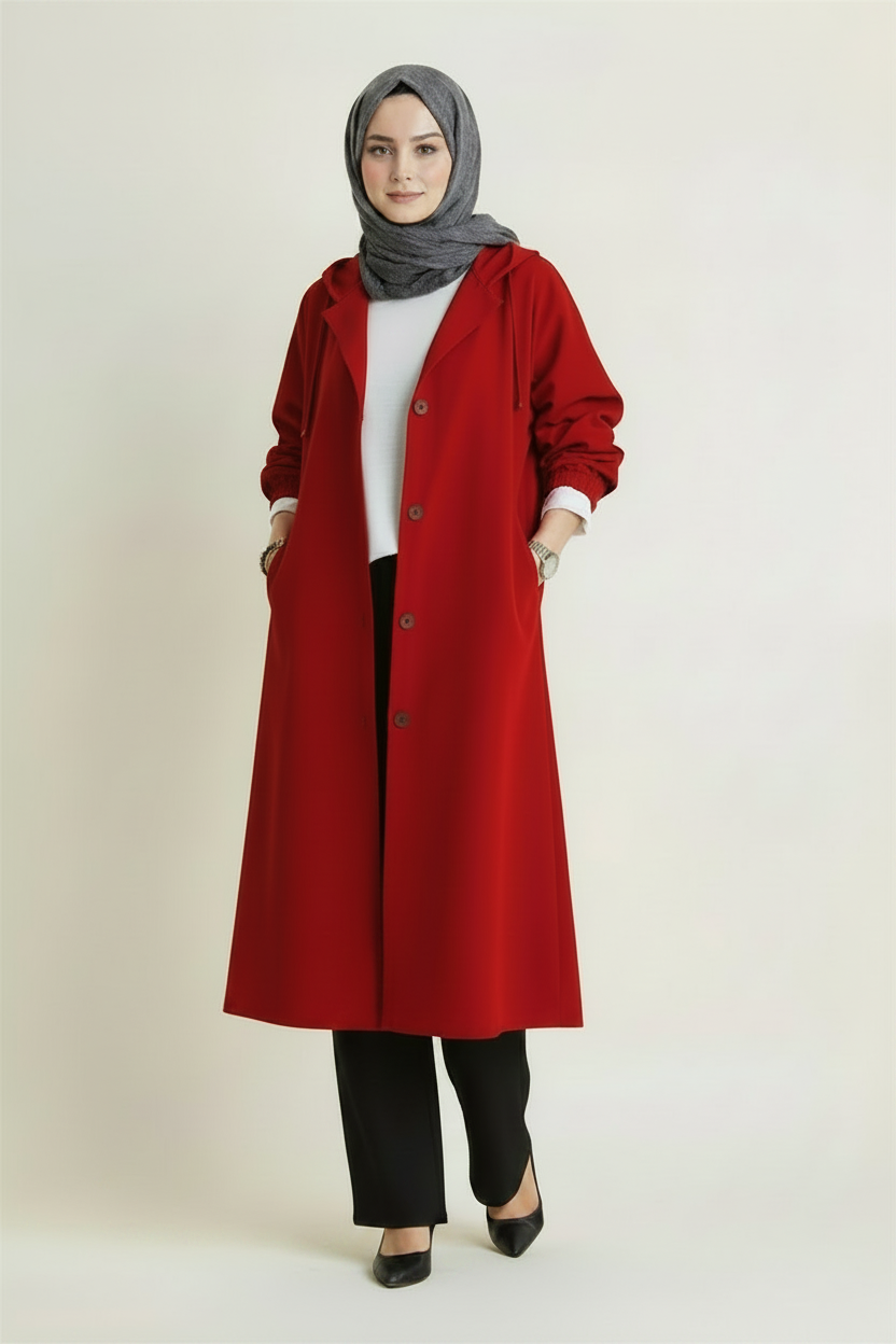 Ruime, knielange trenchcoat met knoopsluiting