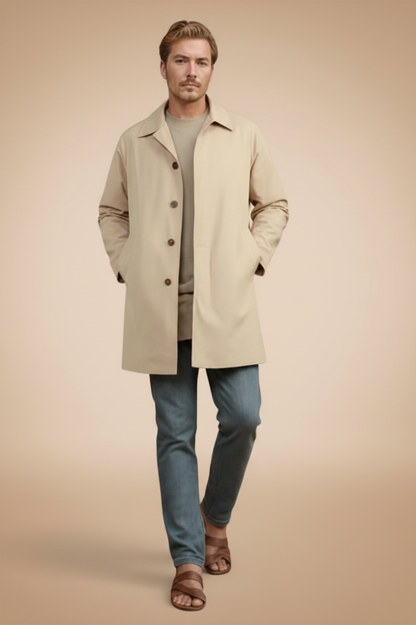 Minimalistische trenchcoat met omgeslagen kraag
