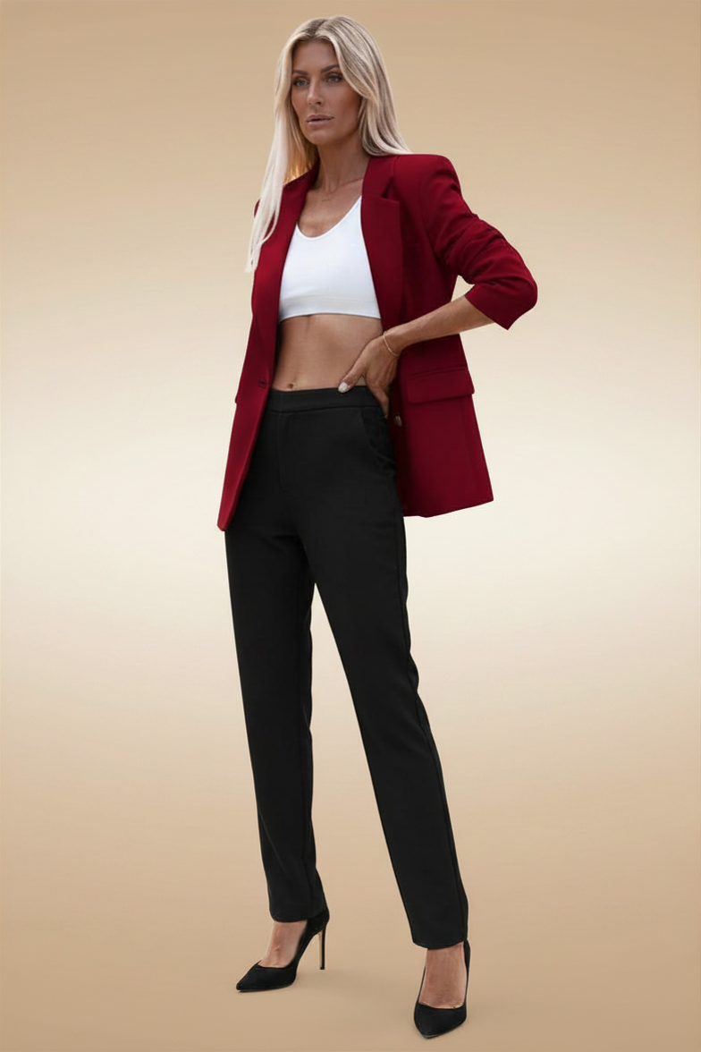 Damesblazer met enkele knoopsluiting, reverskraag en lange mouwen