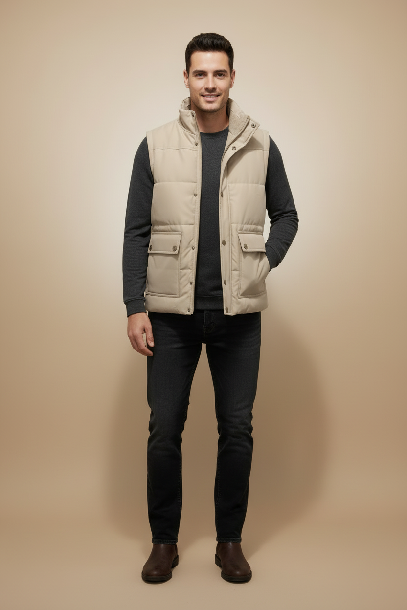 Vest met opstaande kraag en warm fleecevoering