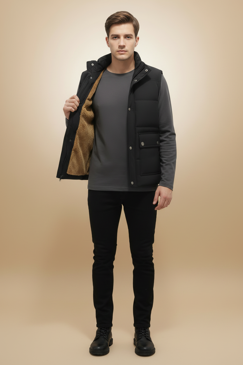 Vest met opstaande kraag en warm fleecevoering