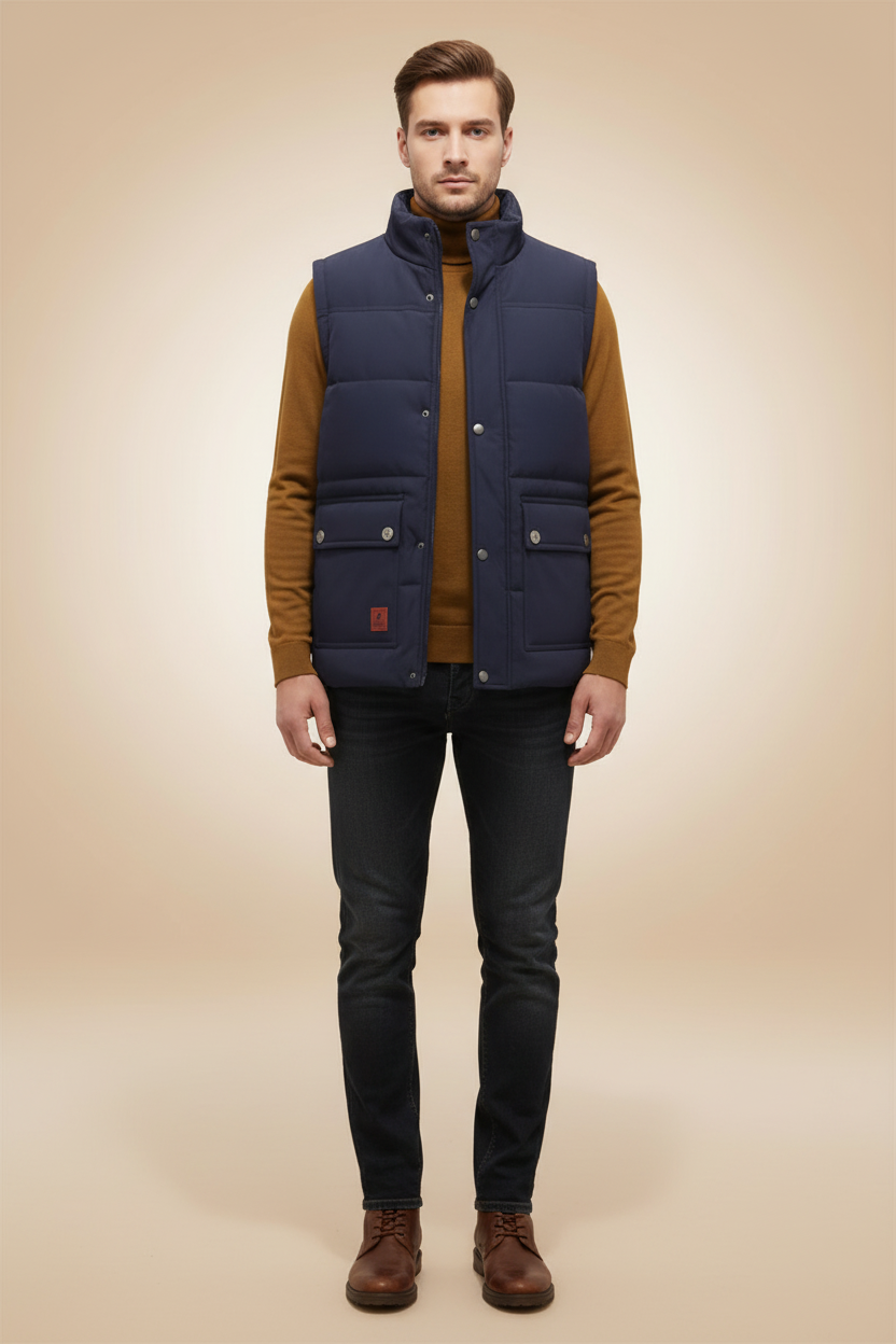 Vest met opstaande kraag en warm fleecevoering