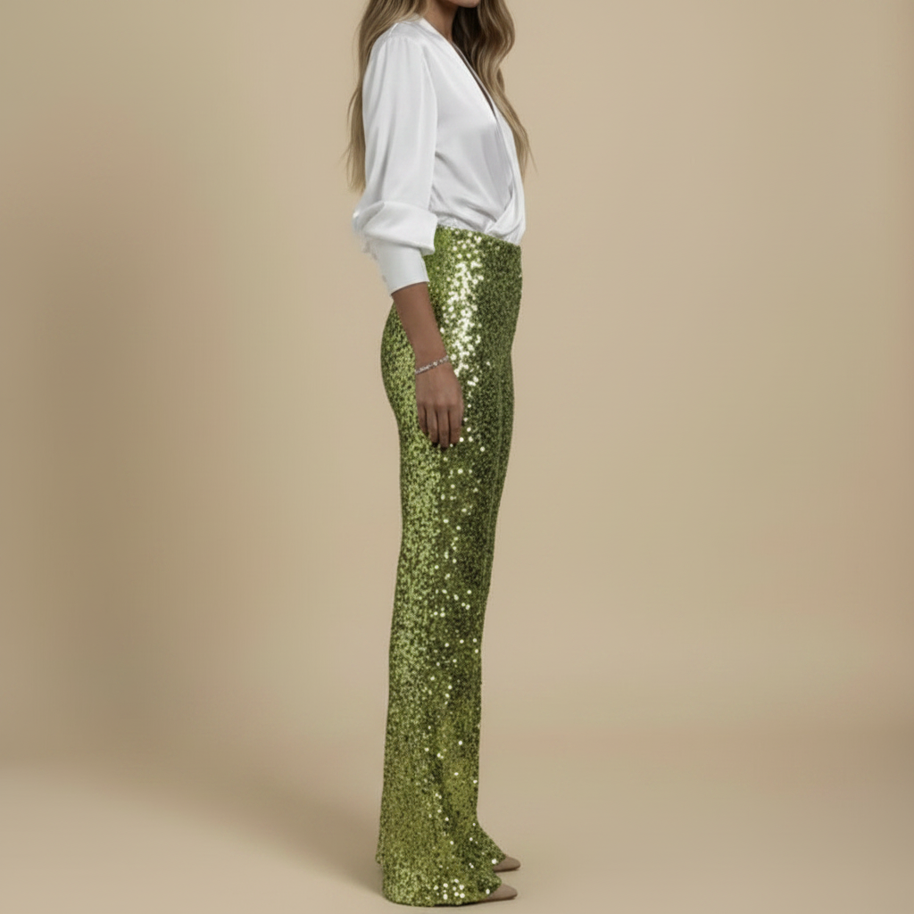 Creatieve broek met hoge taille en glinsterende pailletten