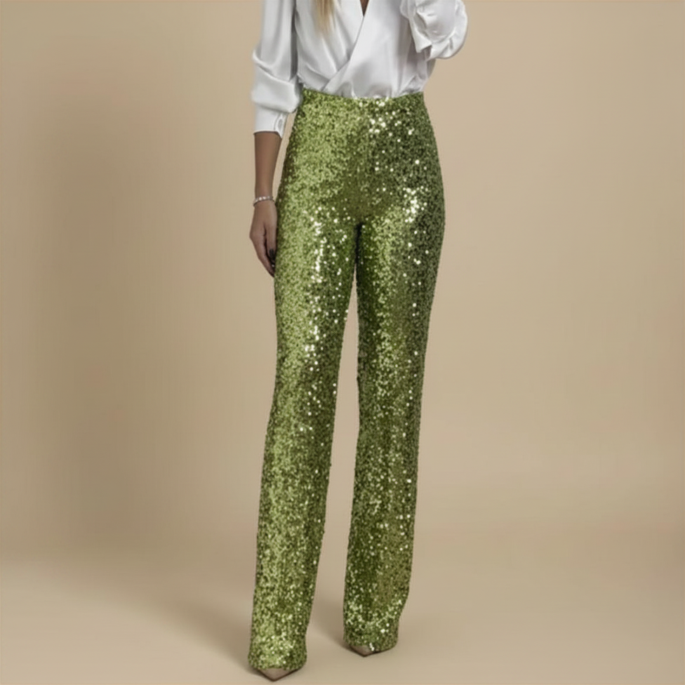 Creatieve broek met hoge taille en glinsterende pailletten