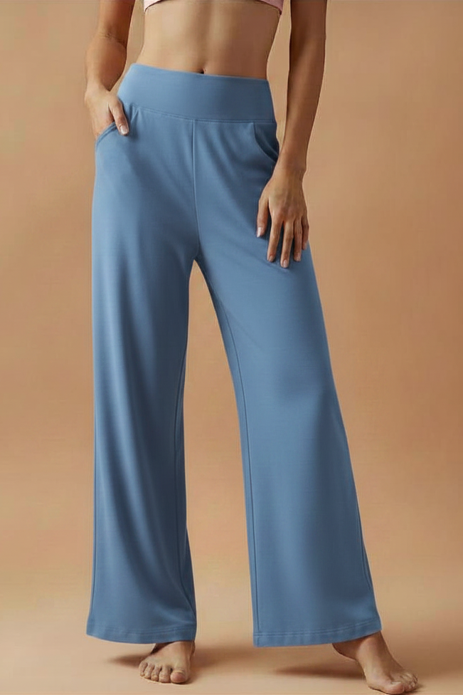 Comfortabele broek met hoge taille en wijde pijpen