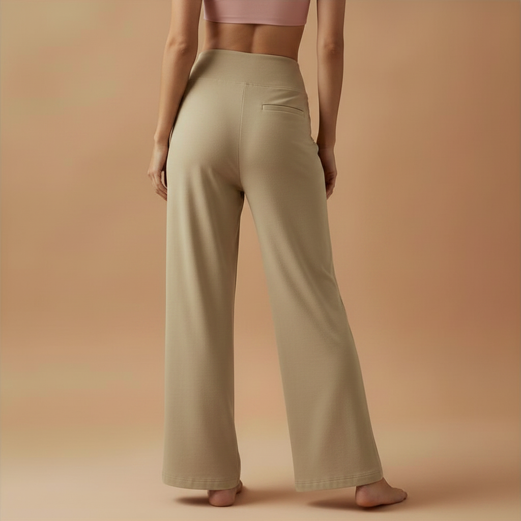 Comfortabele broek met hoge taille en wijde pijpen