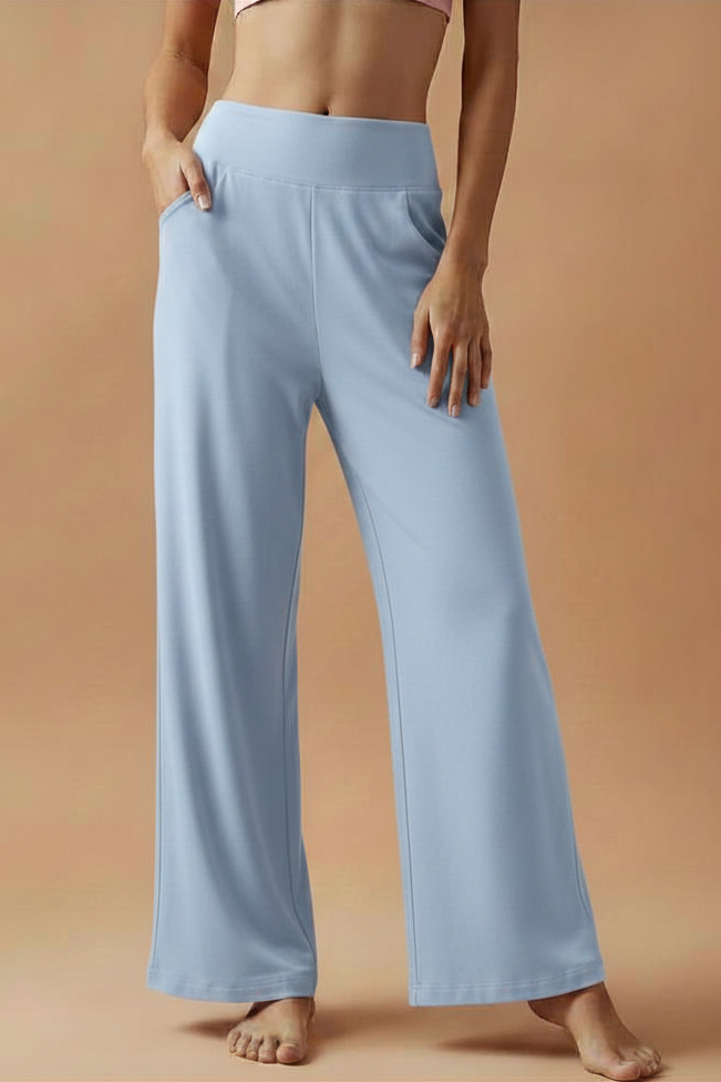 Comfortabele broek met hoge taille en wijde pijpen