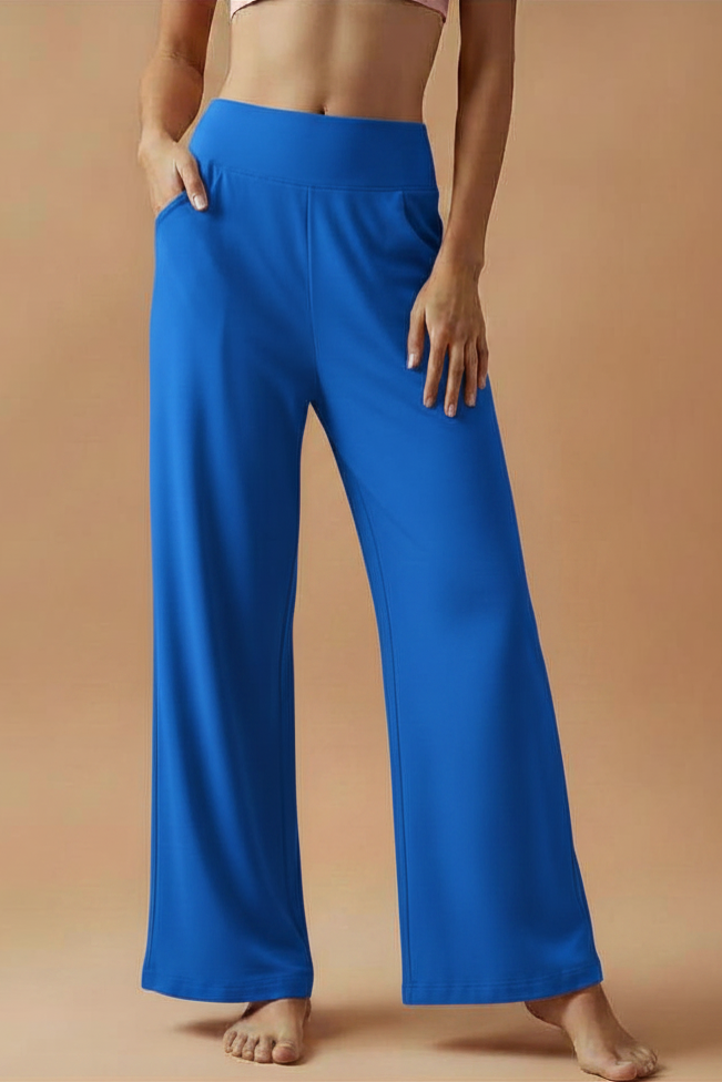 Comfortabele broek met hoge taille en wijde pijpen