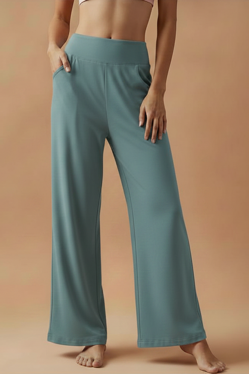 Comfortabele broek met hoge taille en wijde pijpen