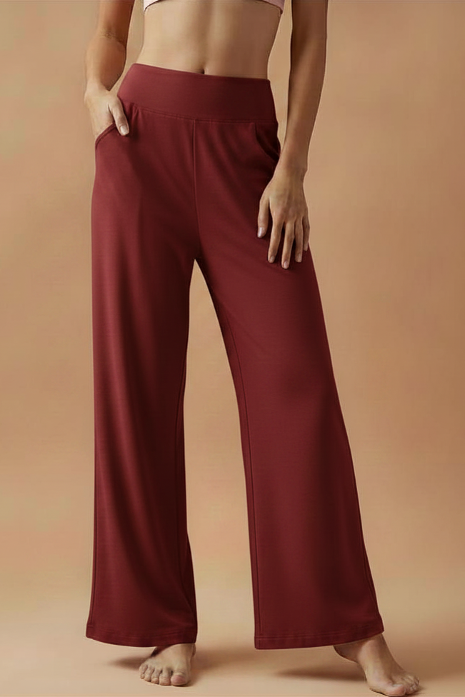 Comfortabele broek met hoge taille en wijde pijpen