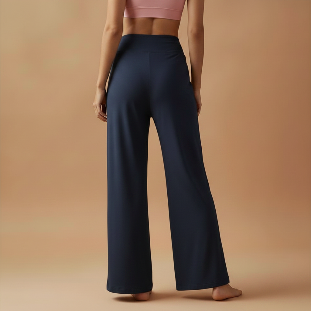 Comfortabele broek met hoge taille en wijde pijpen