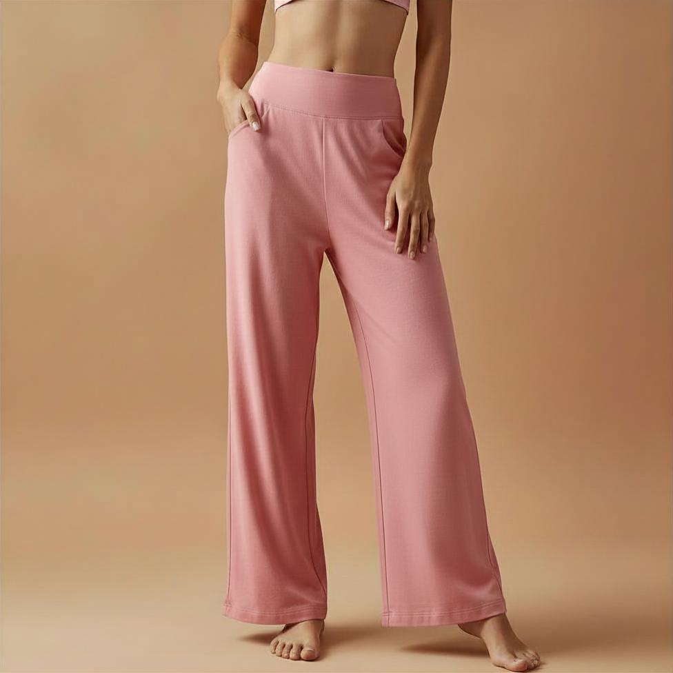 Comfortabele broek met hoge taille en wijde pijpen