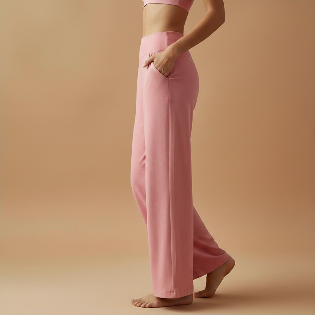 Comfortabele broek met hoge taille en wijde pijpen