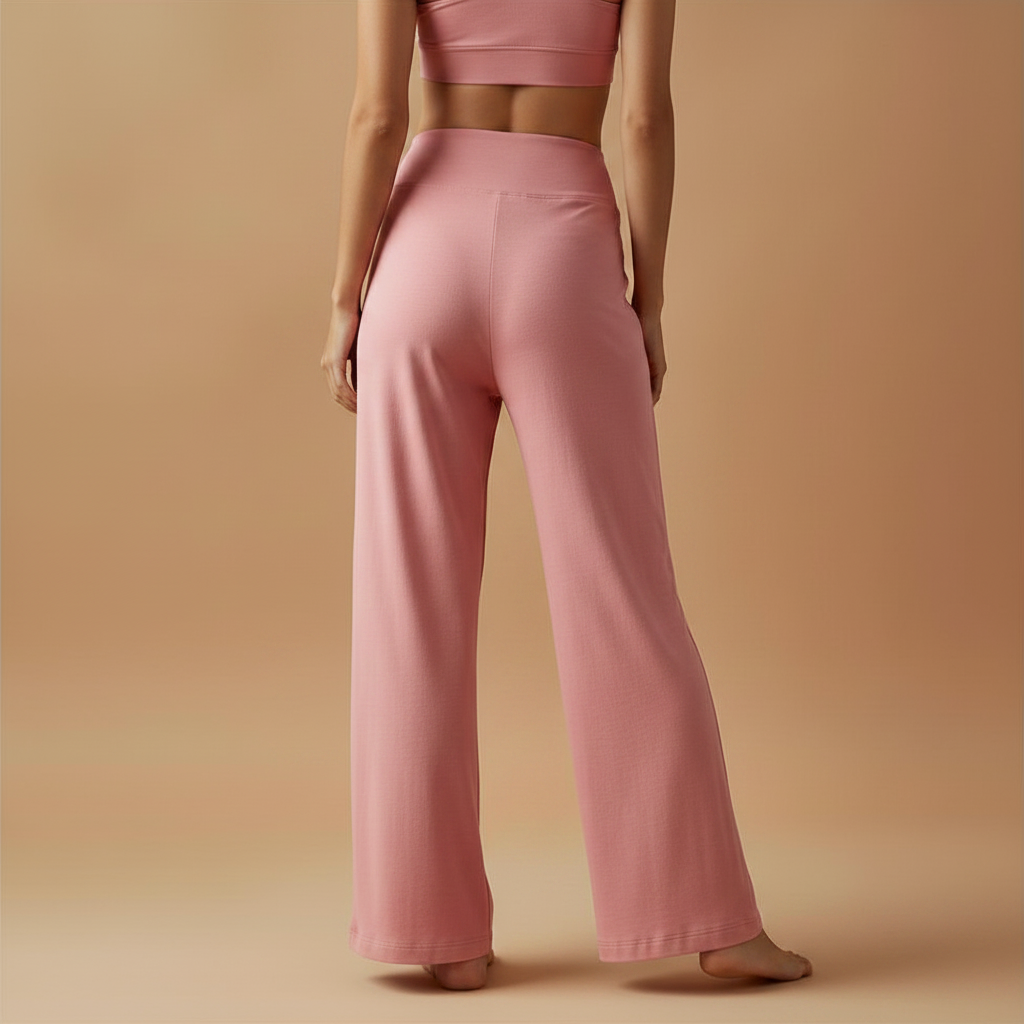 Comfortabele broek met hoge taille en wijde pijpen