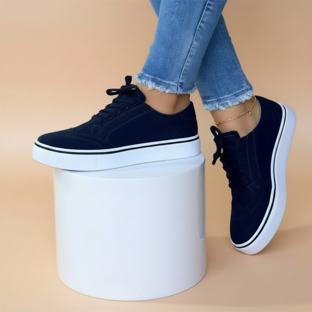 Sneakers met bijzondere perforaties en veters