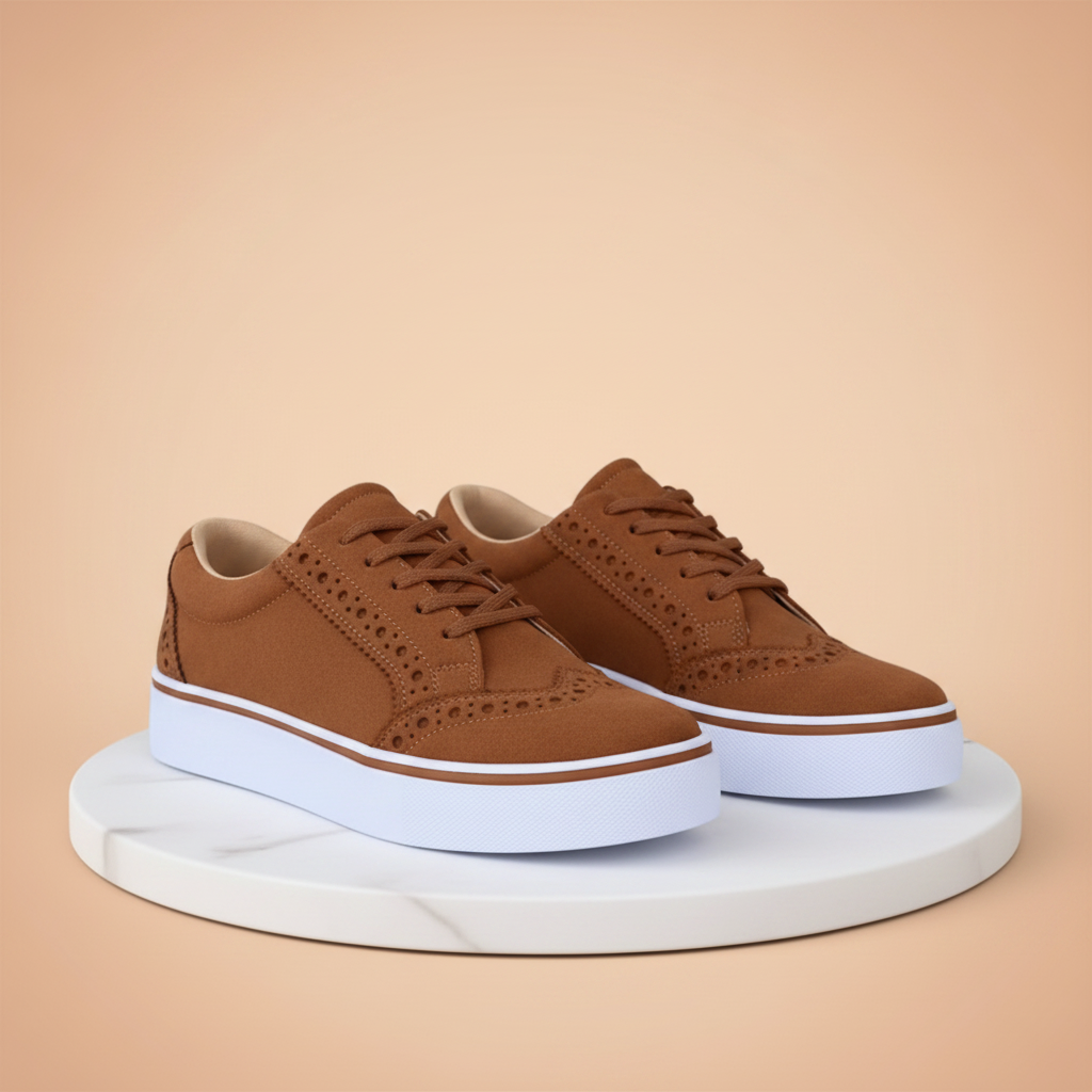 Sneakers met bijzondere perforaties en veters