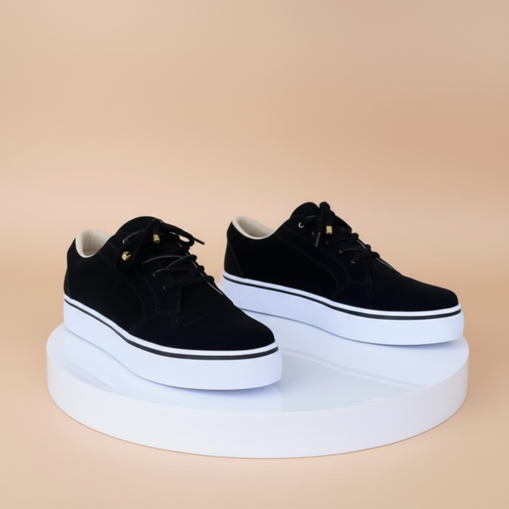 Sneakers met bijzondere perforaties en veters