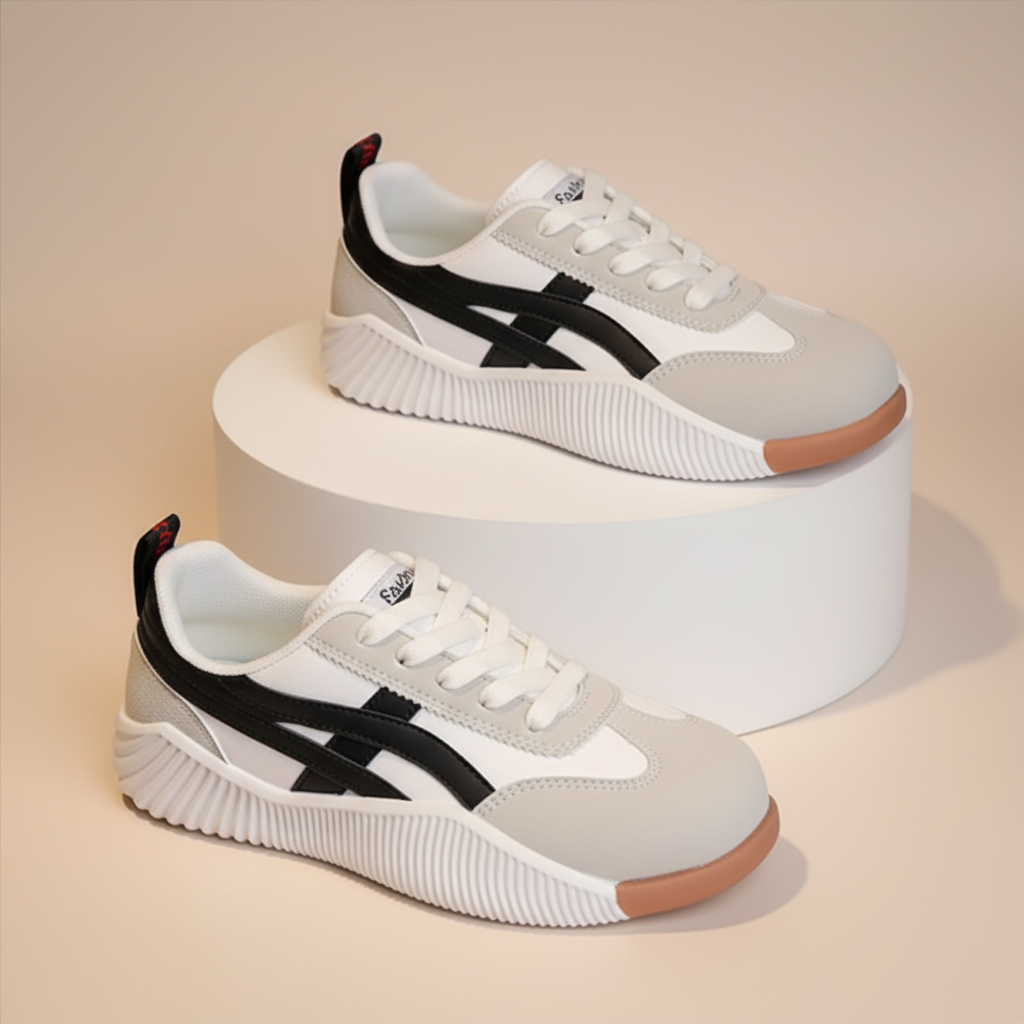 Moderne, veelkleurige sneakers met een bijzondere zool