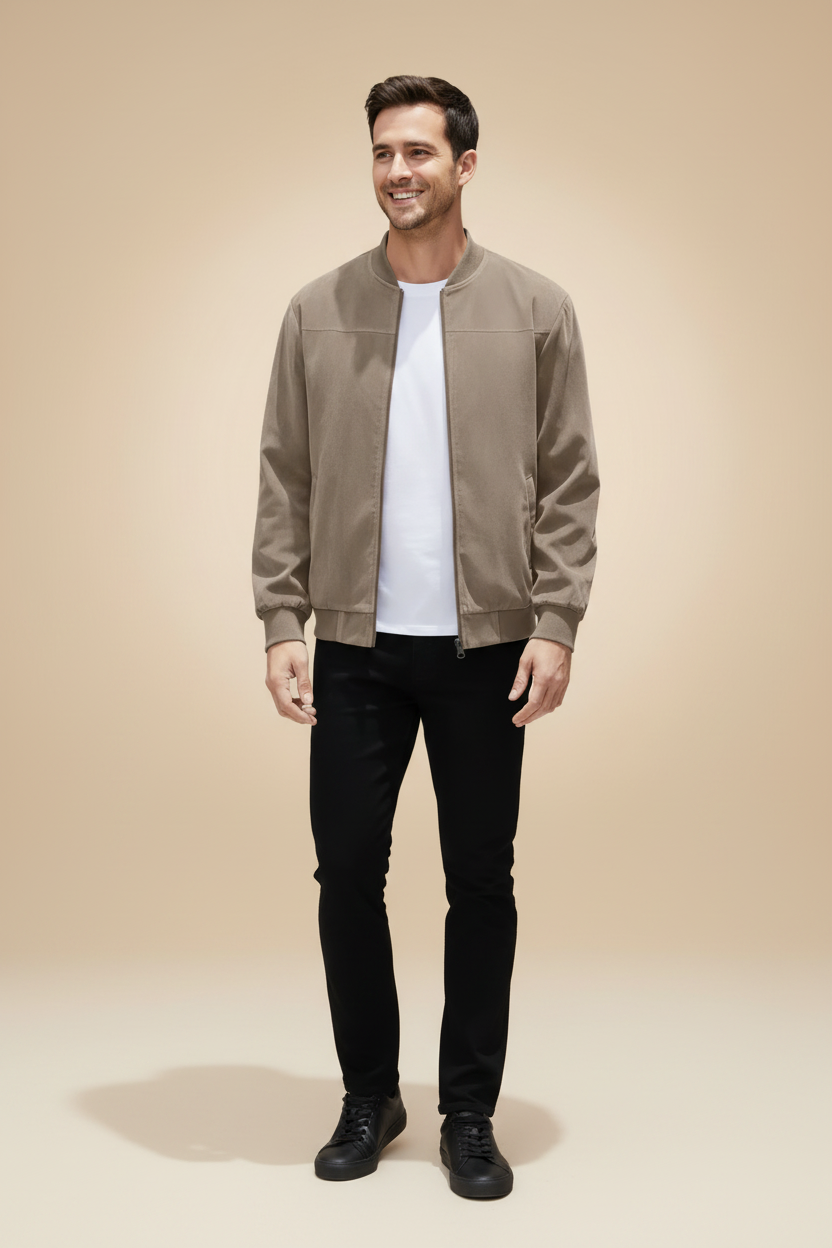 Modern bomberjack met een minimalistisch ontwerp