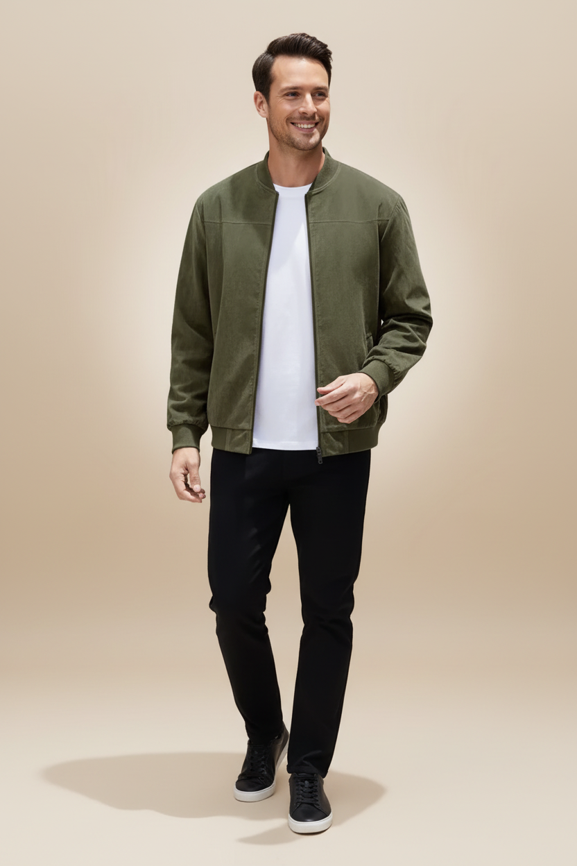 Modern bomberjack met een minimalistisch ontwerp