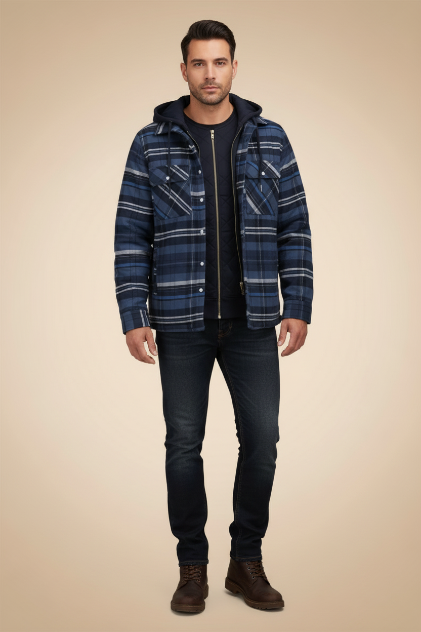 Jas met capuchon in houthakkersstijl