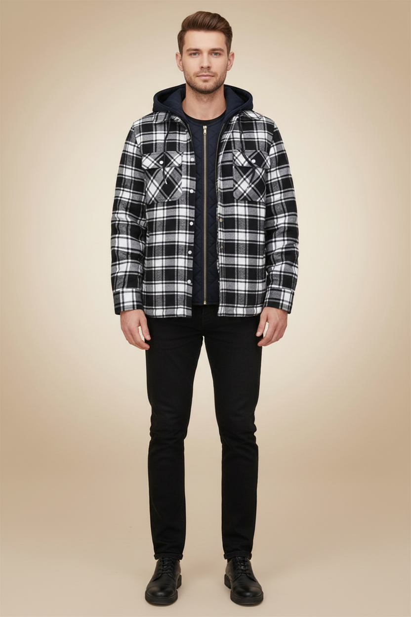 Jas met capuchon in houthakkersstijl