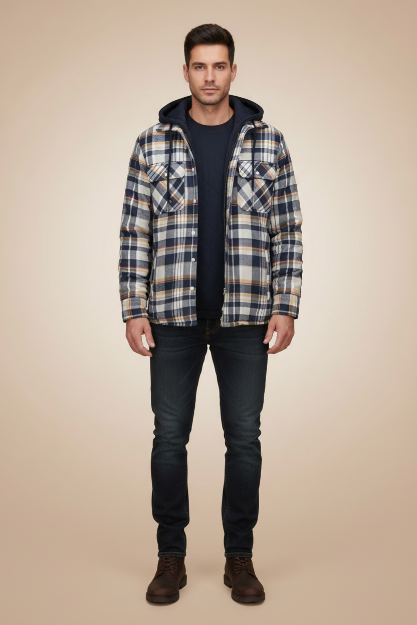 Jas met capuchon in houthakkersstijl