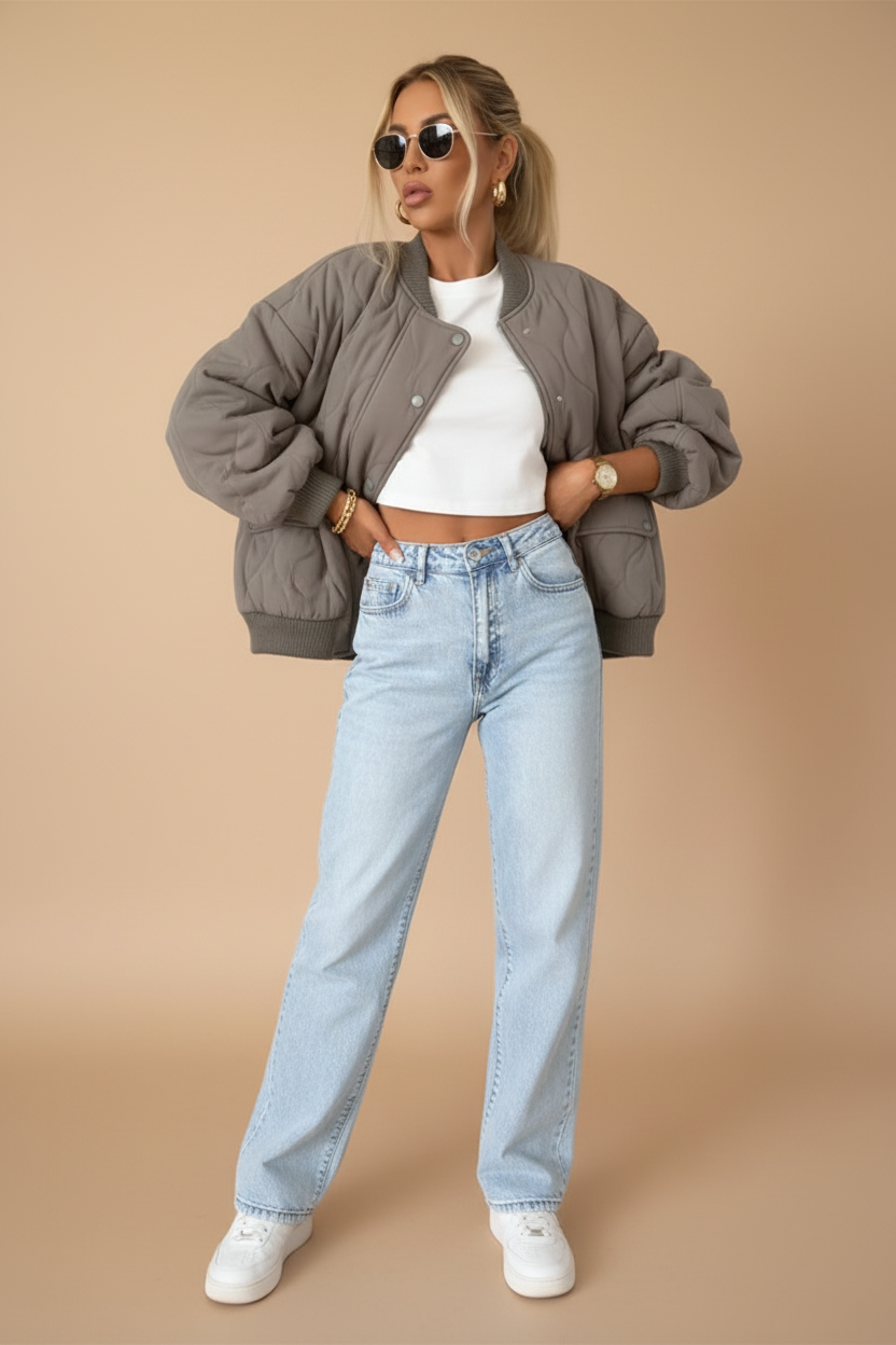Casual bomberjack in grote maten voor een relaxte look