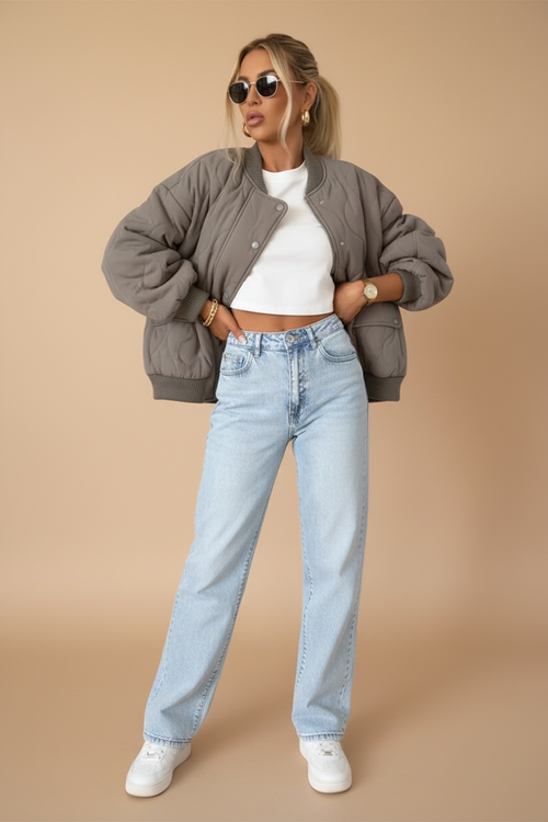 Casual bomberjack in grote maten voor een relaxte look