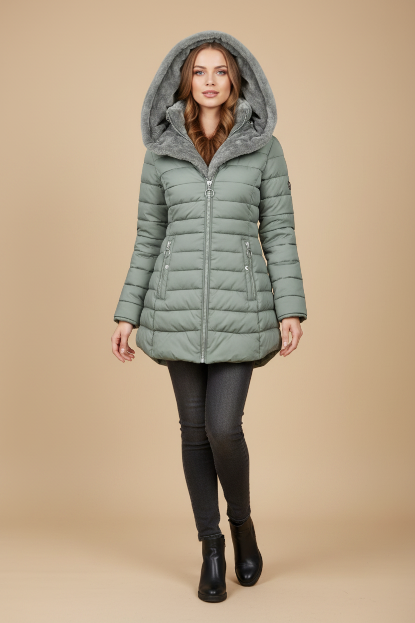 Effen winterjas met warme voering voor dames
