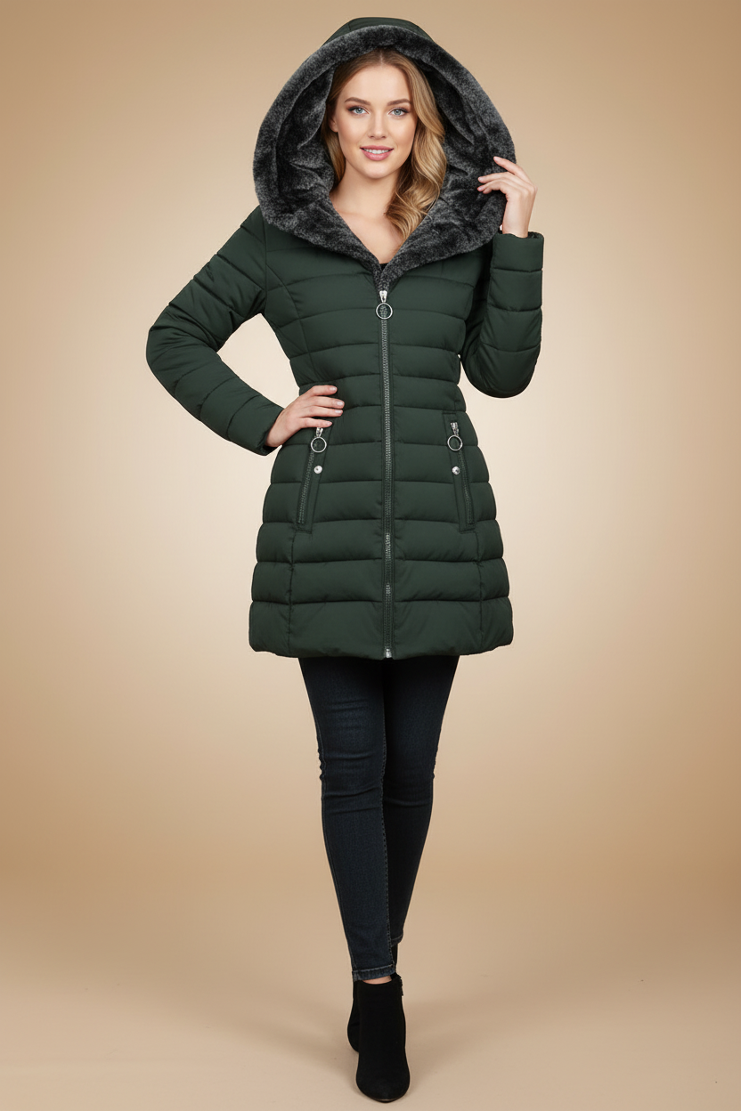 Effen winterjas met warme voering voor dames