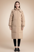 kniehoge parka met stijlvolle borstzak en capuchon