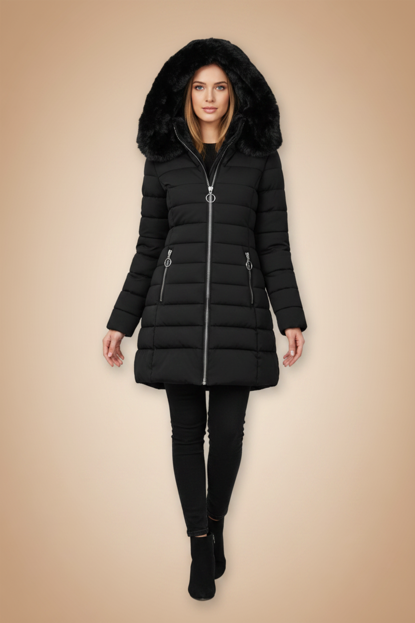 Effen winterjas met warme voering voor dames