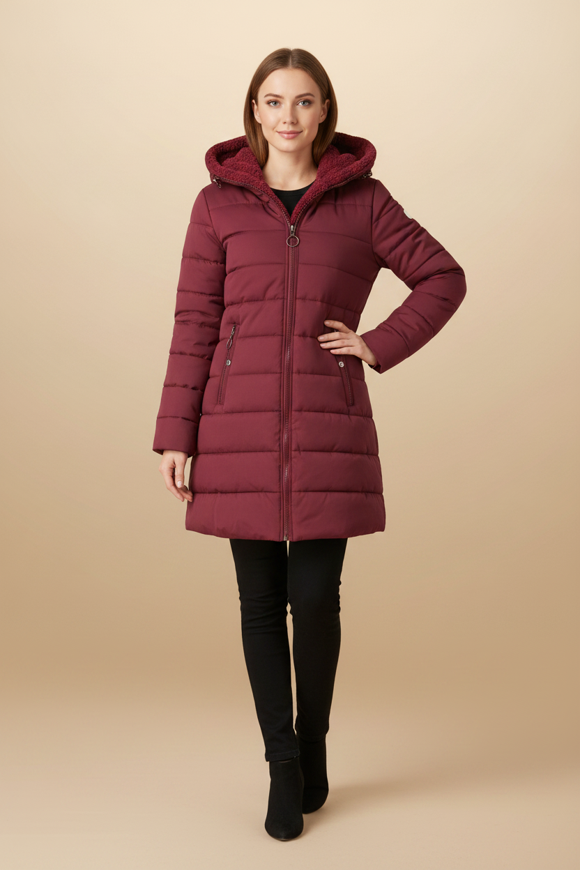 Effen winterjas met warme voering voor dames