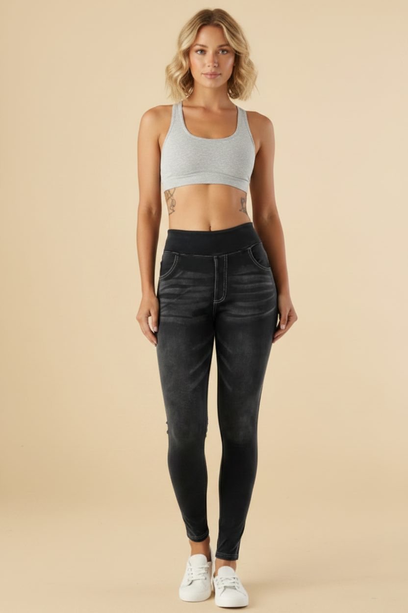 Strakke jeans met hoge taille en elastische tailleband
