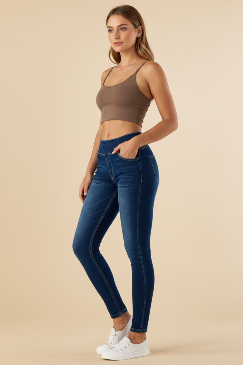 Strakke jeans met hoge taille en elastische tailleband