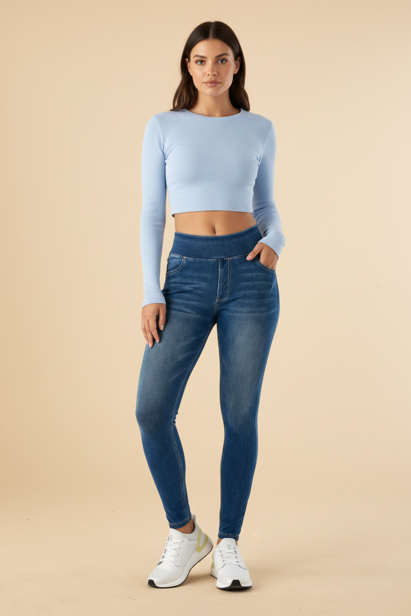 Strakke jeans met hoge taille en elastische tailleband