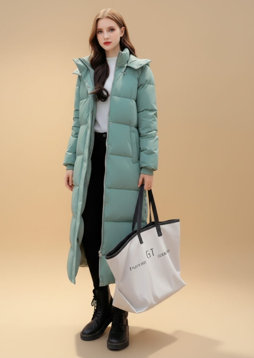 Warme, lange parka met capuchon