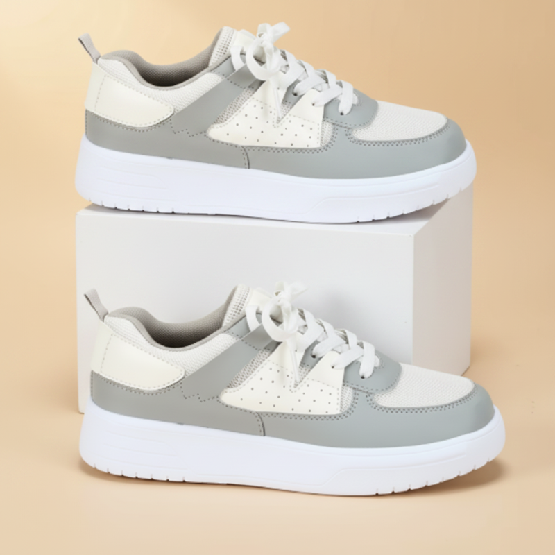 Tweekleurige sneakers met een middelhoge zool