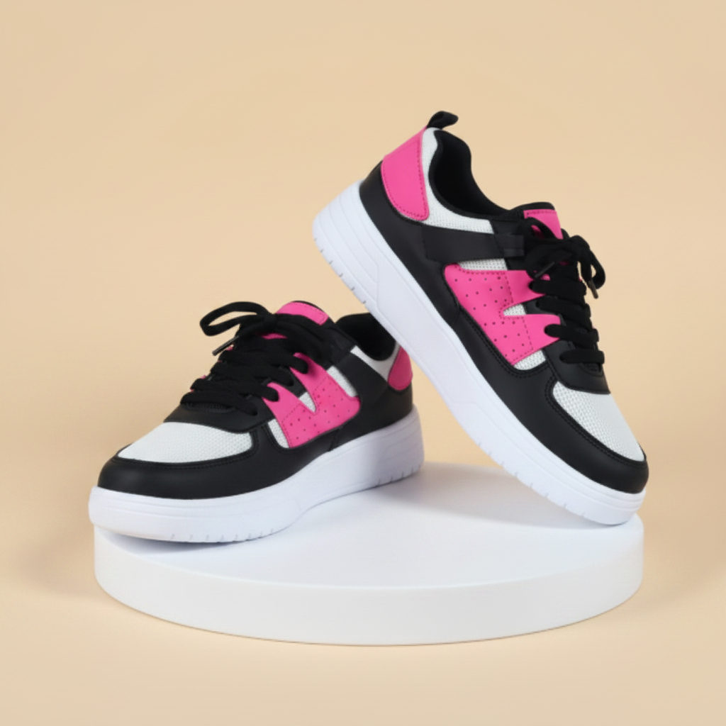 Tweekleurige sneakers met een middelhoge zool