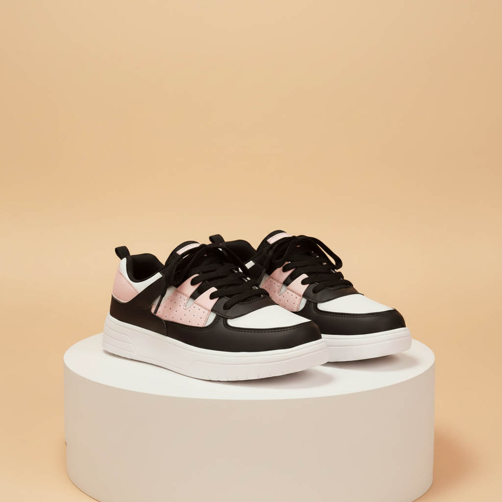 Tweekleurige sneakers met een middelhoge zool