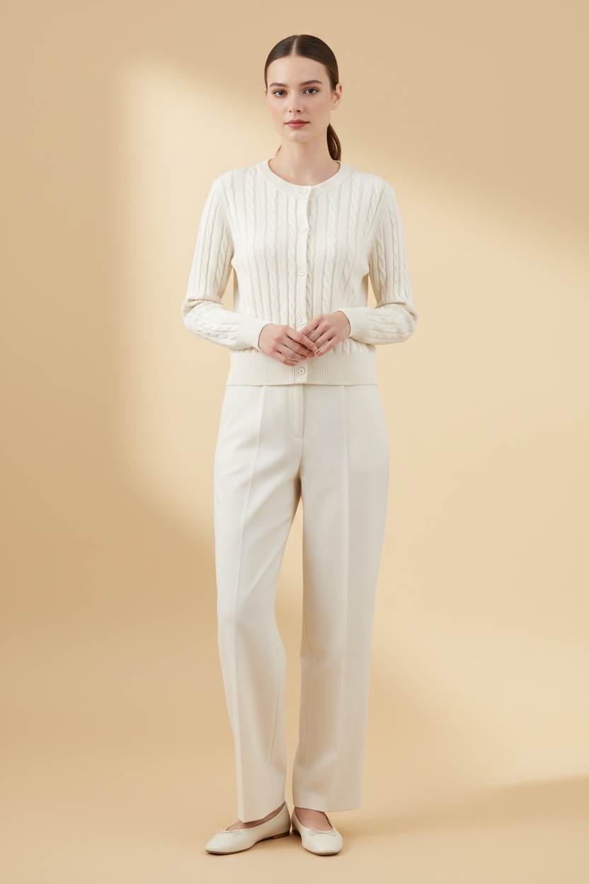Gebreide trui met ronde hals en knoopsluiting