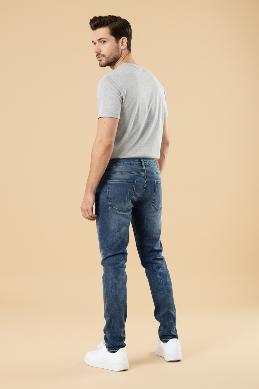 Moderne jeans met licht vervaagde details