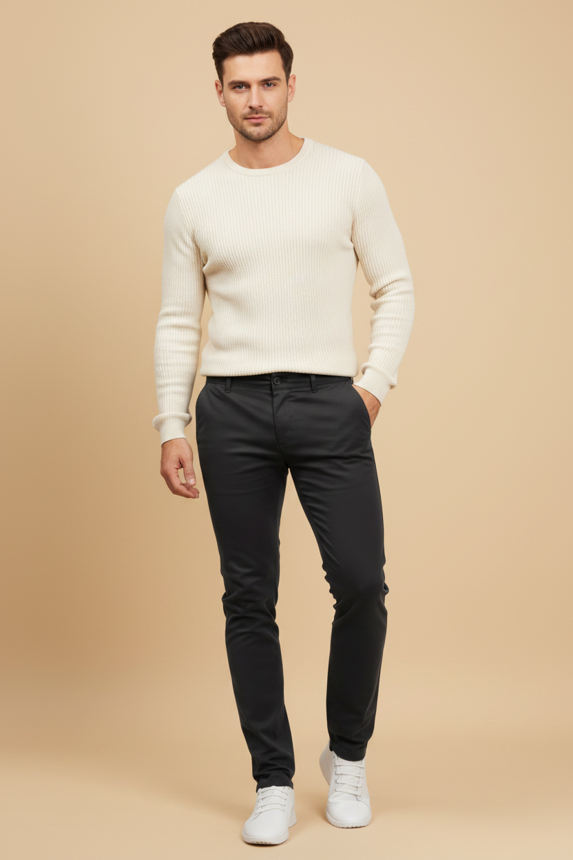 Modieuze broek met een strakkere pasvorm