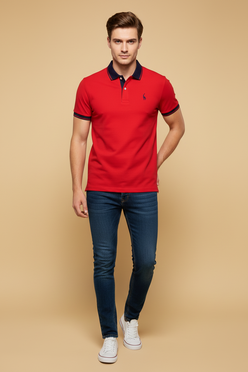Tweekleurige poloshirts met omgeslagen kraag en casual pasvorm