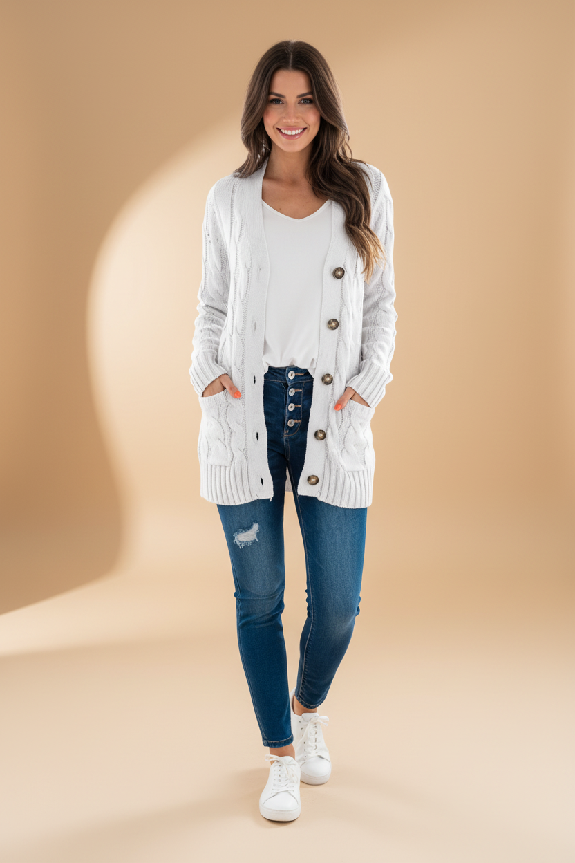 Lang vest met V-hals