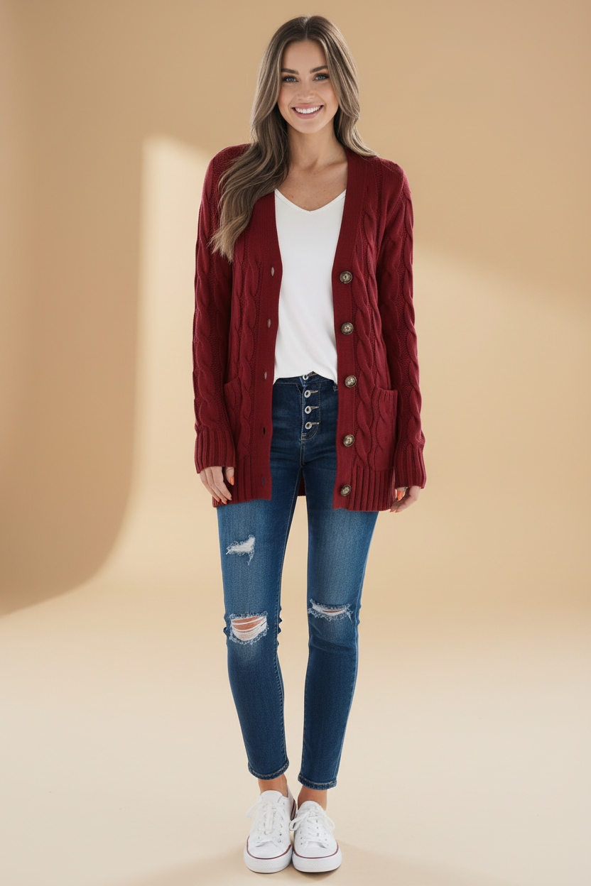 Lang vest met V-hals